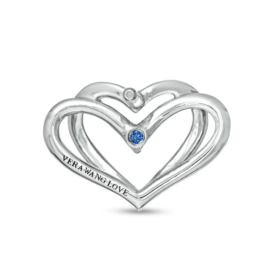 The Kindred Heart from Vera Wang Love Collection Sapphire and 1/15 CT. T.w. Diamond Stud Earrings in Sterling Silver