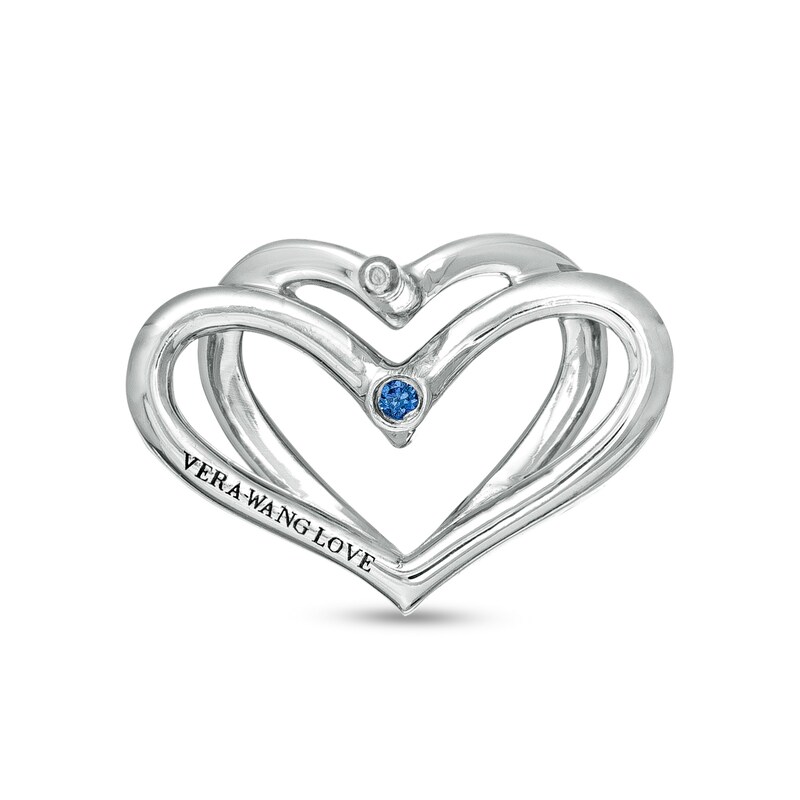 Main Image 3 of The Kindred Heart from Vera Wang Love Collection Sapphire and 1/15 CT. T.W. Diamond Stud Earrings in Sterling Silver