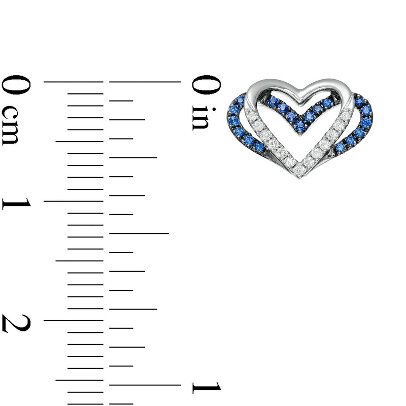 Main Image 4 of The Kindred Heart from Vera Wang Love Collection Sapphire and 1/15 CT. T.W. Diamond Stud Earrings in Sterling Silver