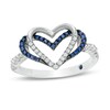 Thumbnail Image 1 of The Kindred Heart from Vera Wang Love Collection Blue Sapphire and 1/5 CT. T.W. Diamond Heart Ring in Sterling Silver
