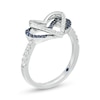 Thumbnail Image 2 of The Kindred Heart from Vera Wang Love Collection Blue Sapphire and 1/5 CT. T.W. Diamond Heart Ring in Sterling Silver