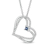 Thumbnail Image 1 of The Kindred Heart from Vera Wang Love Collection Sapphire and 1/5 CT. T.W. Diamond Heart Pendant in Sterling Silver