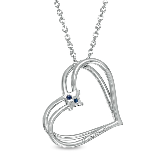 The Kindred Heart from Vera Wang Love Collection Sapphire and 1/5 CT. T.w. Diamond Heart Pendant in Sterling Silver