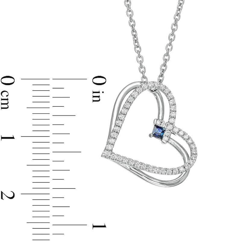 Main Image 4 of The Kindred Heart from Vera Wang Love Collection Sapphire and 1/5 CT. T.W. Diamond Heart Pendant in Sterling Silver