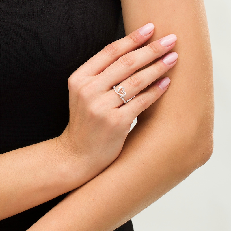 Main Image 2 of The Kindred Heart Vera Wang Love Collection 1/4 CT. T.W. Diamond Heart Ring in Sterling Silver