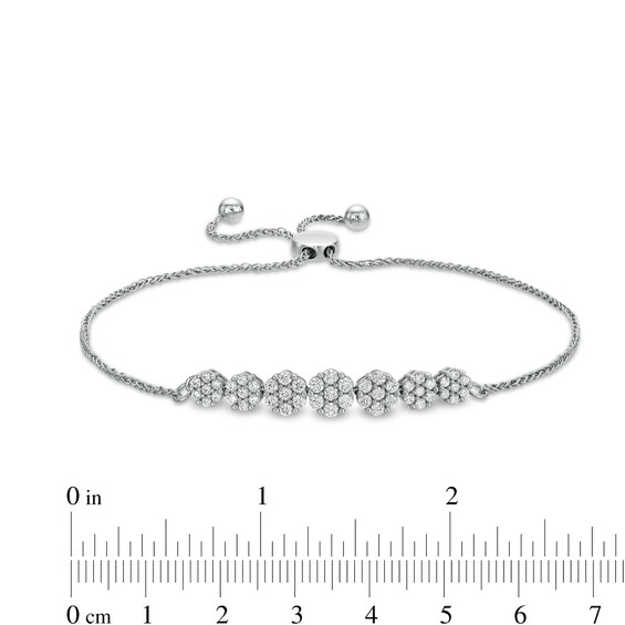 1 CT. T.w. Multi-Diamond Seven Stone Bolo Bracelet in 10K White Gold - 10"