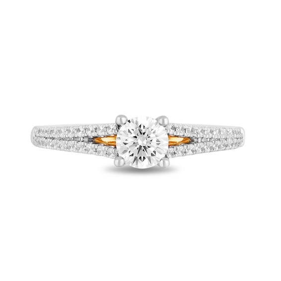 Enchanted Disney Merida 3/4 CT. T.w. Diamond Split Shank Engagement Ring in 14K Two-Tone Gold