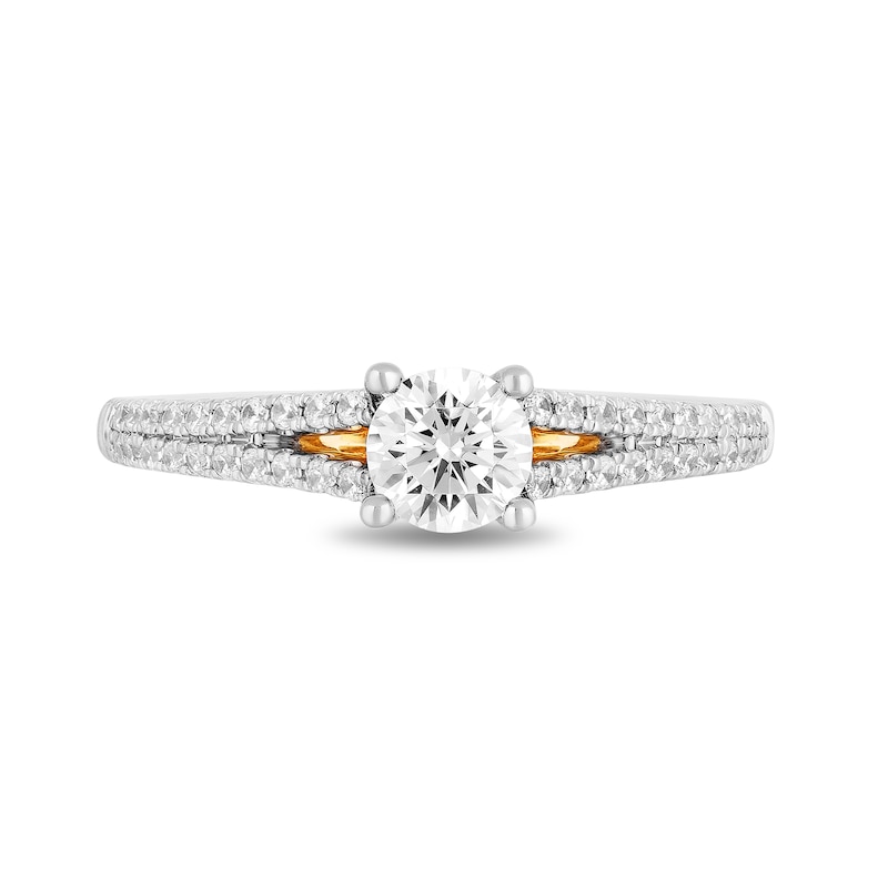 Main Image 3 of Enchanted Disney Merida 3/4 CT. T.W. Diamond Split Shank Engagement Ring in 14K Two-Tone Gold