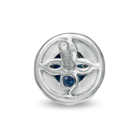Vera Wang Love Collection 3.0mm Blue Sapphire and 1/6 CT. T.w. Diamond Frame Stud Earrings in Sterling Silver