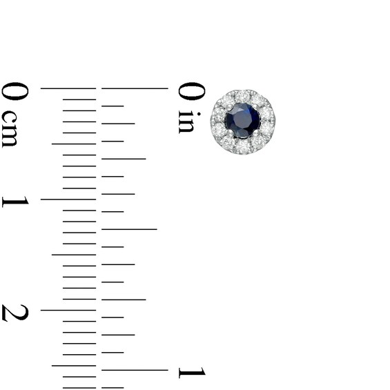 Vera Wang Love Collection 3.0mm Blue Sapphire and 1/6 CT. T.w. Diamond Frame Stud Earrings in Sterling Silver