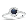 Thumbnail Image 0 of Vera Wang Love Collection 5.0mm Blue Sapphire and 1/4 CT. T.W. Diamond Frame Ring in Sterling Silver