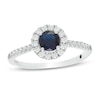 Thumbnail Image 1 of Vera Wang Love Collection 5.0mm Blue Sapphire and 1/4 CT. T.W. Diamond Frame Ring in Sterling Silver