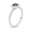 Thumbnail Image 2 of Vera Wang Love Collection 5.0mm Blue Sapphire and 1/4 CT. T.W. Diamond Frame Ring in Sterling Silver