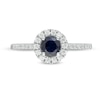 Thumbnail Image 3 of Vera Wang Love Collection 5.0mm Blue Sapphire and 1/4 CT. T.W. Diamond Frame Ring in Sterling Silver