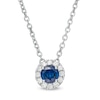Thumbnail Image 1 of Vera Wang Love Collection 4.0mm Blue Sapphire and 1/10 CT. T.W. Diamond Frame Pendant in Sterling Silver - 19"