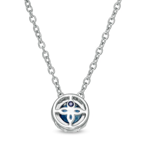 Vera Wang Love Collection 4.0mm Blue Sapphire and 1/10 CT. T.w. Diamond Frame Pendant in Sterling Silver - 19"