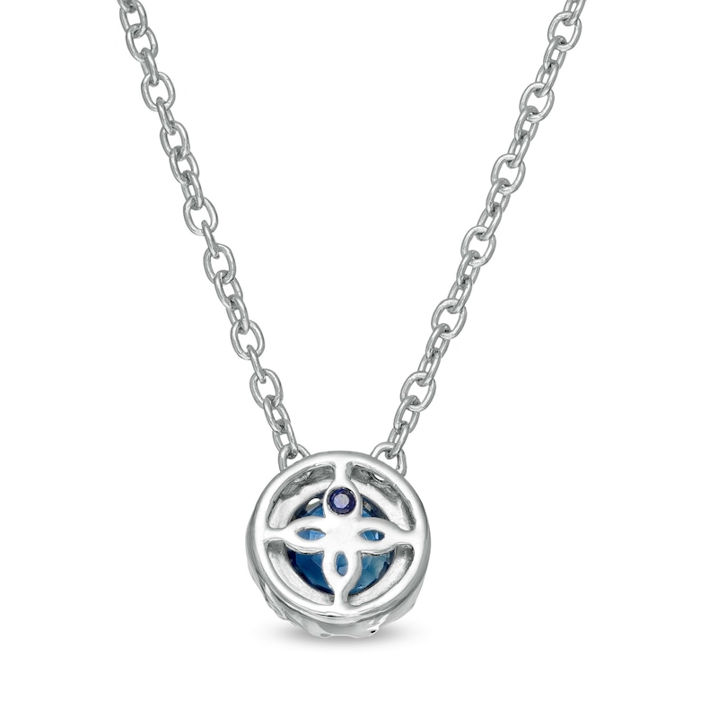 Main Image 3 of Vera Wang Love Collection 4.0mm Blue Sapphire and 1/10 CT. T.W. Diamond Frame Pendant in Sterling Silver - 19"