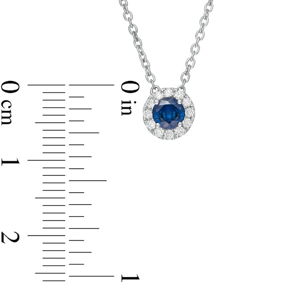 Vera Wang Love Collection 4.0mm Blue Sapphire and 1/10 CT. T.w. Diamond Frame Pendant in Sterling Silver - 19"