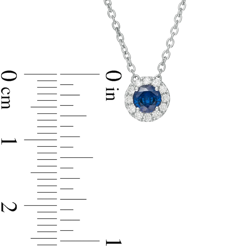 Main Image 4 of Vera Wang Love Collection 4.0mm Blue Sapphire and 1/10 CT. T.W. Diamond Frame Pendant in Sterling Silver - 19"
