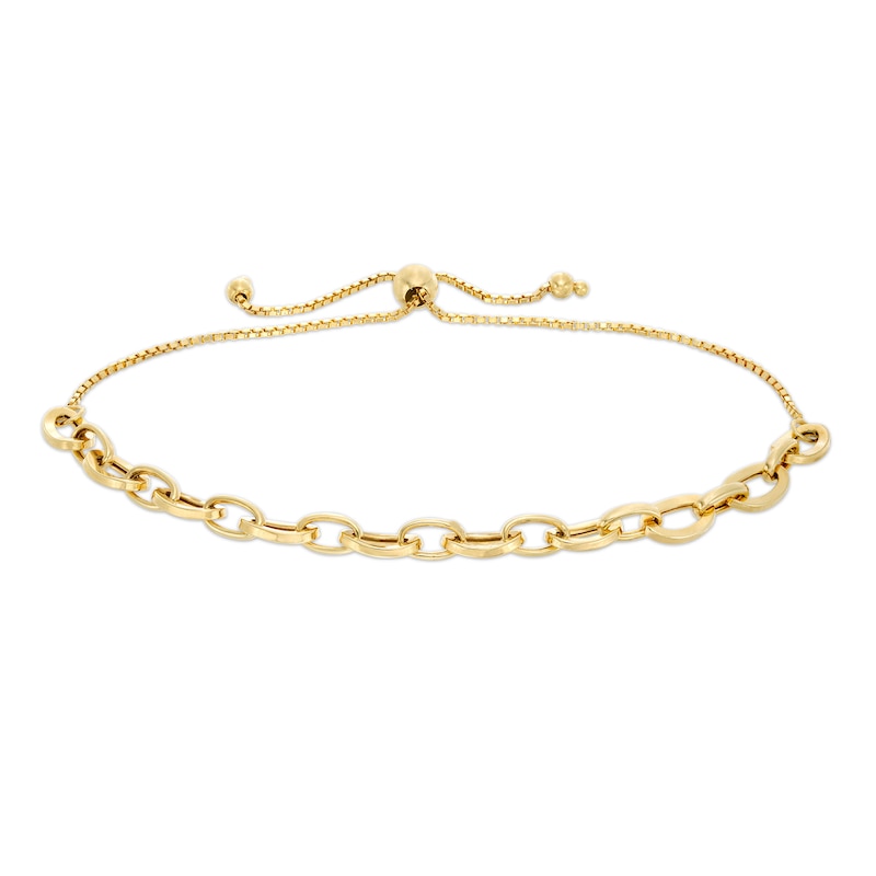 6.0mm Circle Link Bolo Bracelet in Hollow 10K Gold - 10.5"