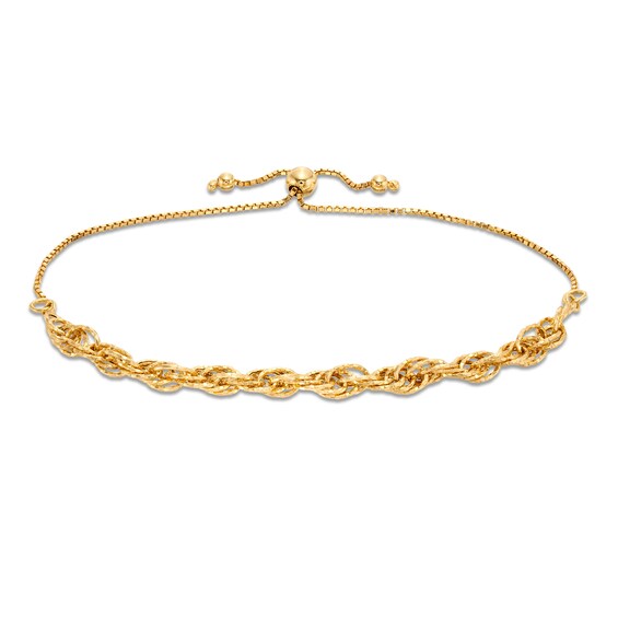 5.0mm Diamond-Cut Rope Chain Bolo Bracelet in Hollow 10K Gold - 10.5"