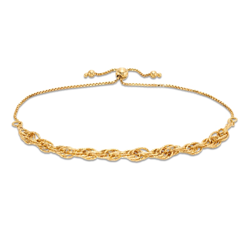Main Image 1 of 5.0mm Diamond-Cut Rope Chain Bolo Bracelet in Hollow 10K Gold - 10.5"