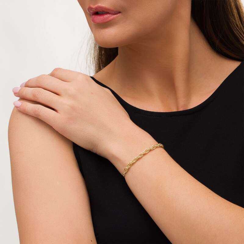 Main Image 2 of 5.0mm Diamond-Cut Rope Chain Bolo Bracelet in Hollow 10K Gold - 10.5"