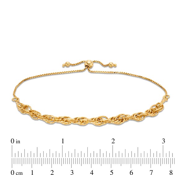 5.0mm Diamond-Cut Rope Chain Bolo Bracelet in Hollow 10K Gold - 10.5"