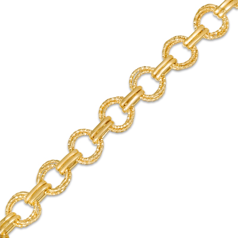 Main Image 1 of Diamond-Cut Circle Link Bracelet in 10K Gold - 7.5"