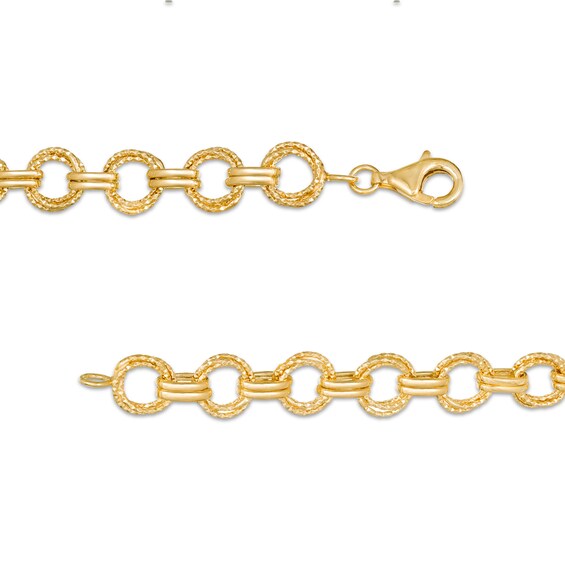 Diamond-Cut Circle Link Bracelet in 10K Gold - 7.5"