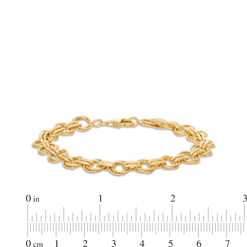 Diamond-Cut Circle Link Bracelet in 10K Gold - 7.5"