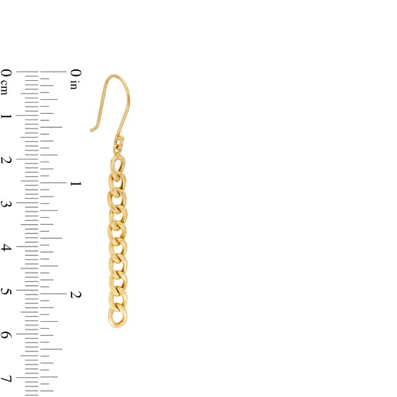 Linear Curb Chain Drop Earrings in 10K Gold
