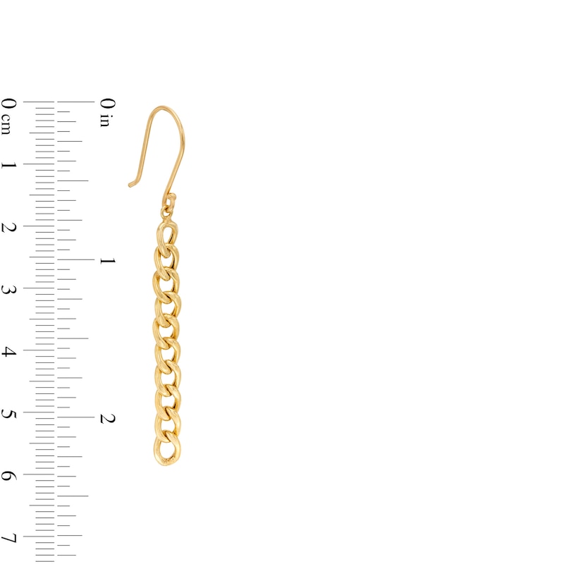 Main Image 3 of Linear Curb Chain Drop Earrings in 10K Gold