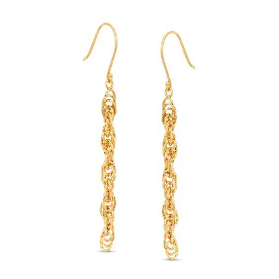 Diamond-Cut Linear Rope Chain Drop Earrings in 10K Gold
