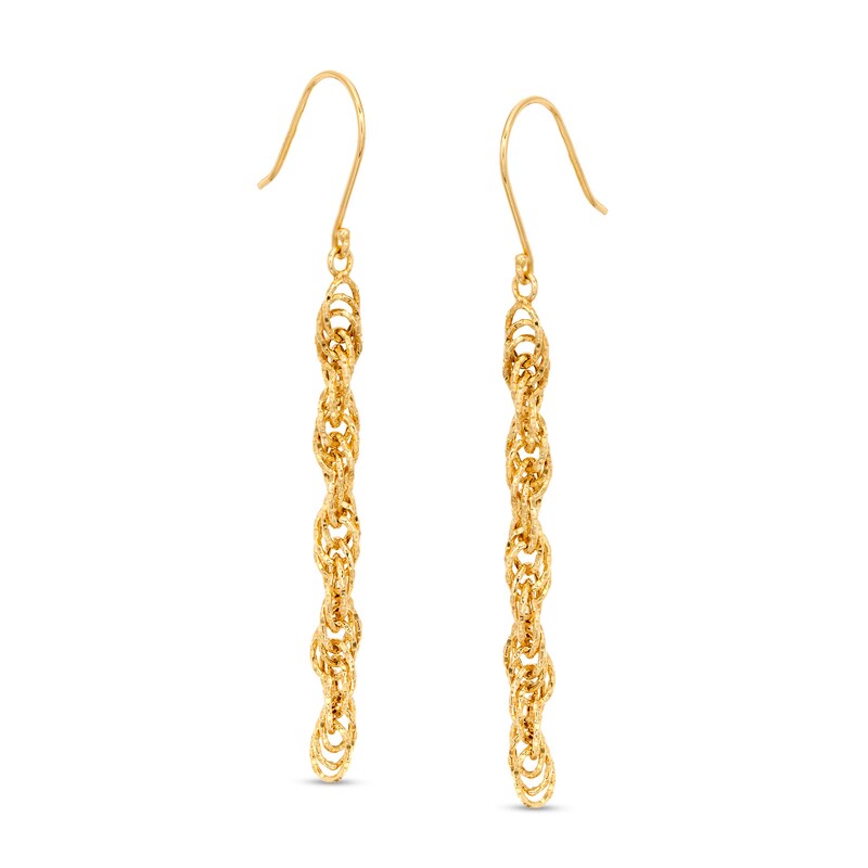 Main Image 1 of Diamond-Cut Linear Rope Chain Drop Earrings in 10K Gold