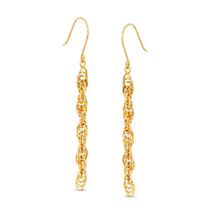 Diamond-Cut Linear Rope Chain Drop Earrings in 10K Gold