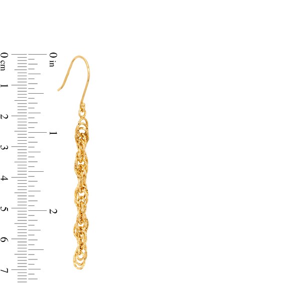 Diamond-Cut Linear Rope Chain Drop Earrings in 10K Gold
