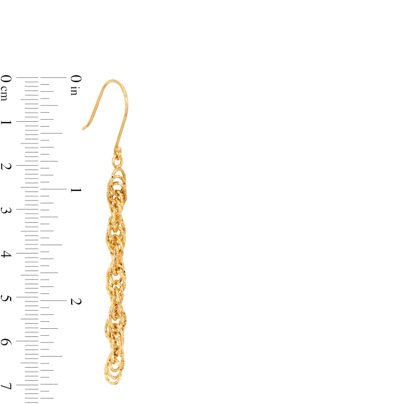 Diamond-Cut Linear Rope Chain Drop Earrings in 10K Gold