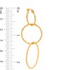 Thumbnail Image 3 of Diamond-Cut Triple Circle Hoop Drop Earrings in 10K Gold