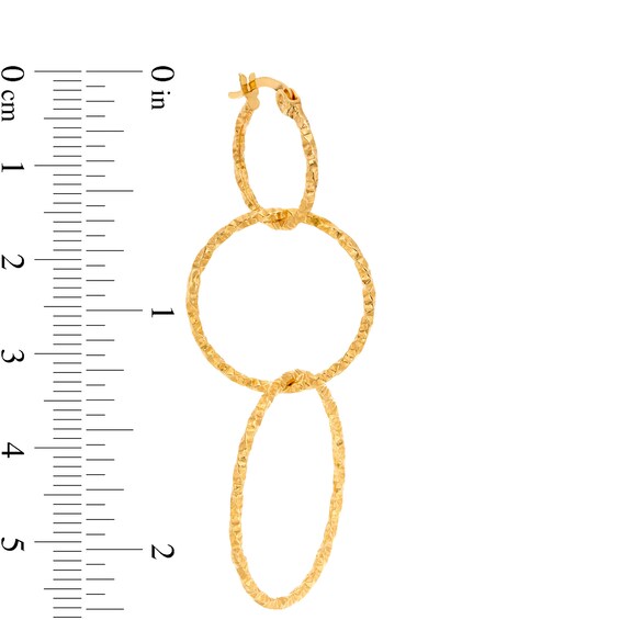Diamond-Cut Triple Circle Hoop Drop Earrings in 10K Gold