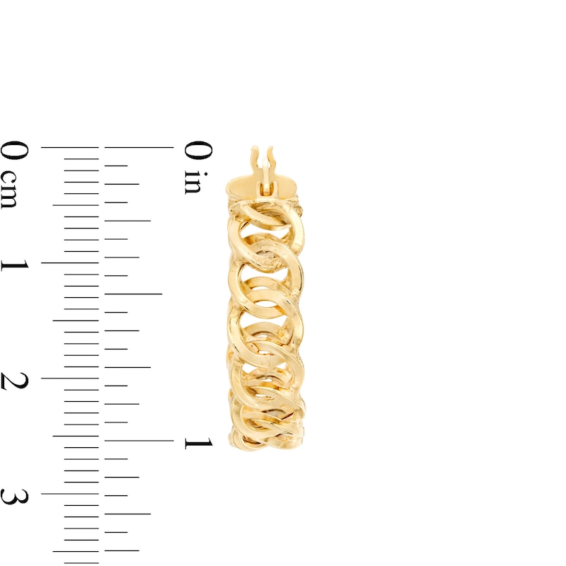 Main Image 3 of Curb Chain Hoop Earrings in 10K Gold