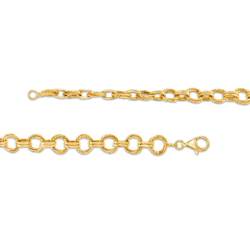 Main Image 3 of Graduated Diamond-Cut Circle Link Necklace in 10K Gold