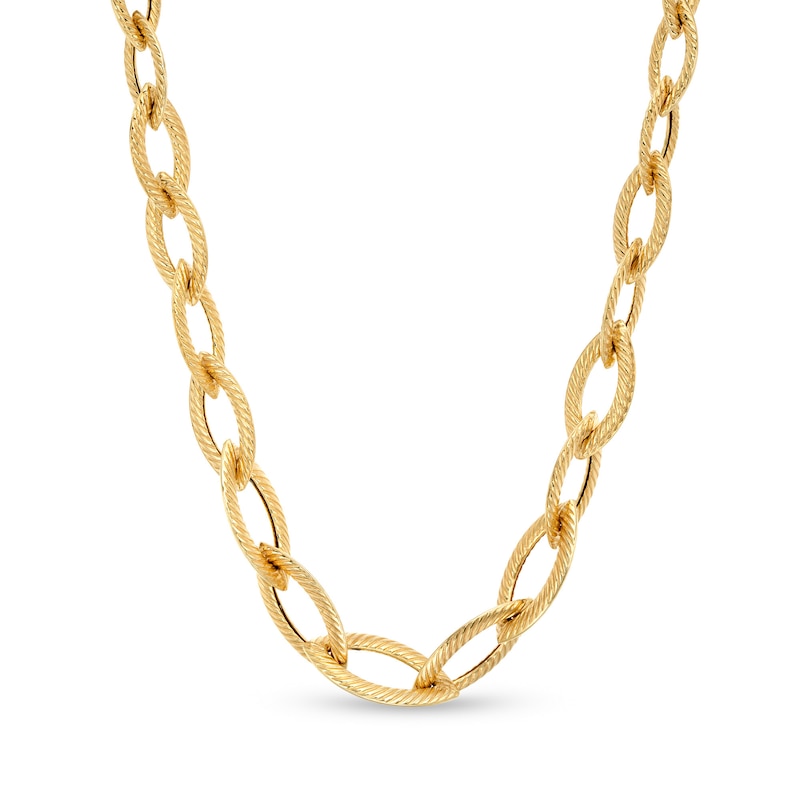 Main Image 1 of Graduated Diamond-Cut Marquise Link Necklace in 10K Gold