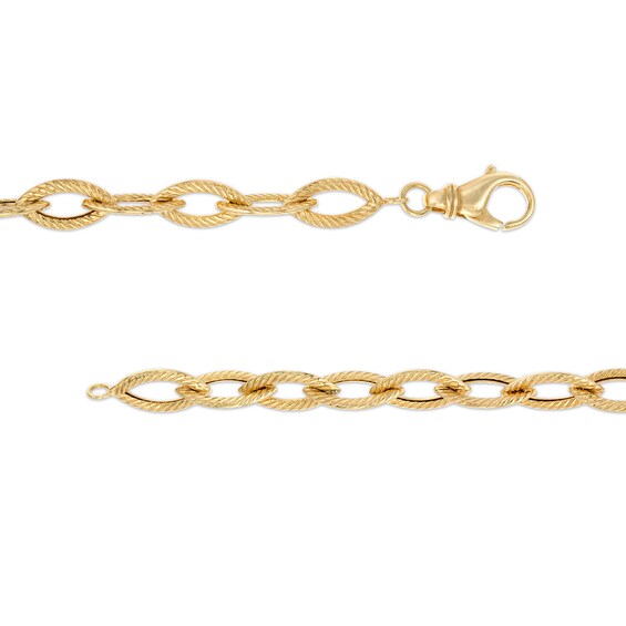 Graduated Diamond-Cut Marquise Link Necklace in 10K Gold