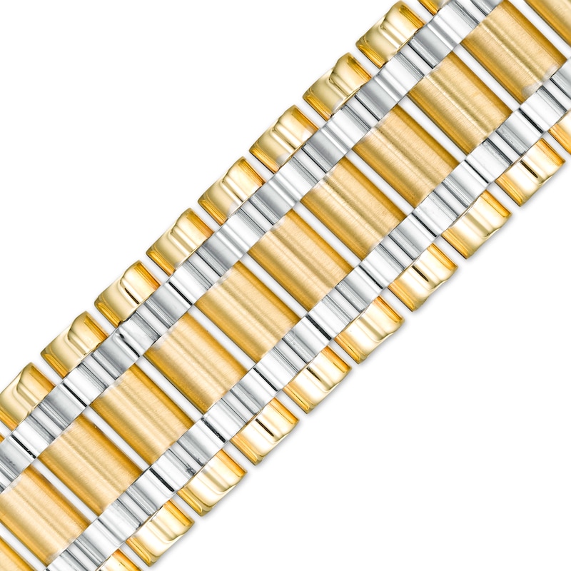 Main Image 1 of Men's 16.0mm Multi-Row Link Chain Bracelet in Hollow 10K Two-Tone Gold - 8.5"