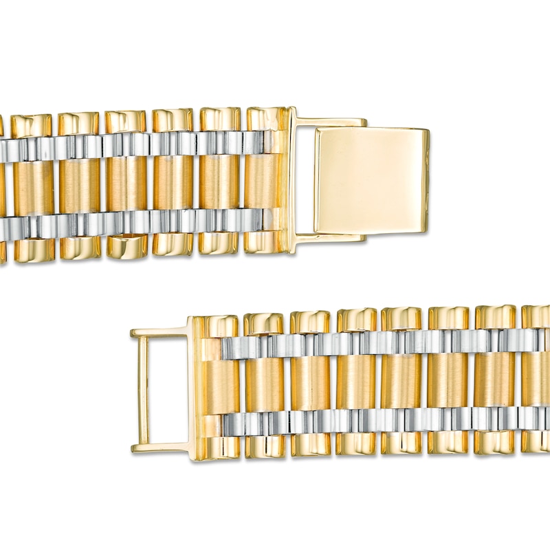 Main Image 3 of Men's 16.0mm Multi-Row Link Chain Bracelet in Hollow 10K Two-Tone Gold - 8.5"
