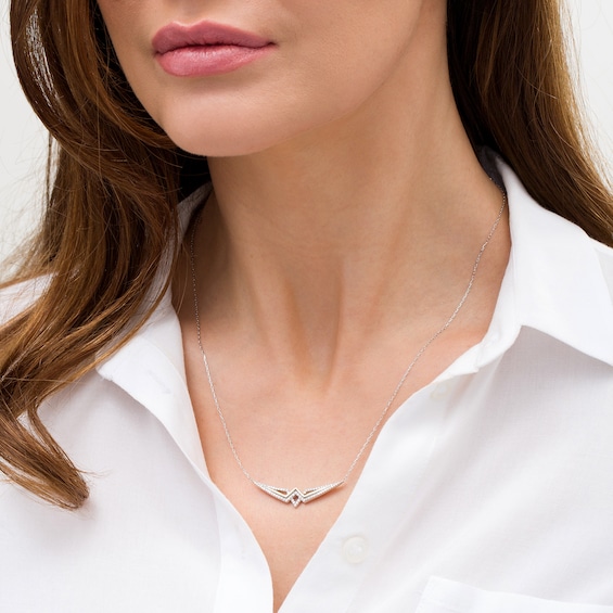 Wonder Woman™ Collection 1/4 CT. T.w. Diamond Princess Tiara Necklace in Sterling Silver and 10K Gold