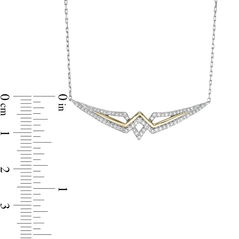 Wonder Woman™ Collection 1/4 CT. T.W. Diamond Princess Tiara Necklace in Sterling Silver and 10K Gold