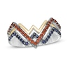 Thumbnail Image 0 of Wonder Woman™ Collection Garnet and Blue Sapphire Symbol Ring in Sterling Silver and 10K Gold