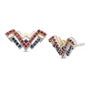 Wonder Woman™ Collection Garnet and Blue Sapphire Symbol Stud Earrings in Sterling Silver and 10K Gold